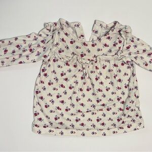 Carter's Cream Floral Ruffle Baby Top with Pink and Purple Flowers